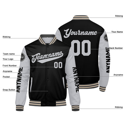 Custom Grey Black Cream Varsity Jackets for Men Women Youth Personalized Letterman Jackets