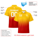 Custom Yellow Red Football Gradient Polo Shirts  Add Your Unique Logo/Name/Number