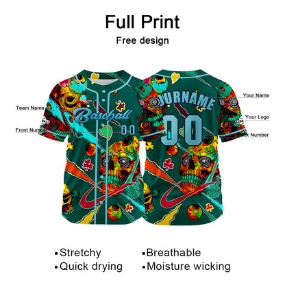 Custom Green Baseball Jersey Print Personalized Name, Number and Logo
