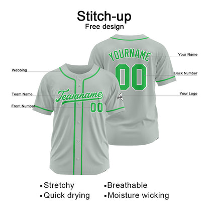 Custom Baseball Jersey Stitched Design Personalized Hip Hop Baseball Shirts Gray-Green