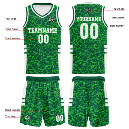 Custom Green Reversible Basketball Suit for Adults and Kids Personalized Jersey