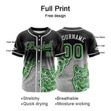 Custom Black Green Button Down Baseball Jersey for Men Women Adult Youth Print Name Number Logo