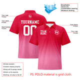 Custom Red Pink Football Gradient Polo Shirts  Add Your Unique Logo/Name/Number
