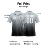 Custom Gray Black Football Gradient Polo Shirts  Add Your Unique Logo/Name/Number