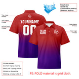 Custom Red Purple Football Gradient Polo Shirts  Add Your Unique Logo/Name/Number