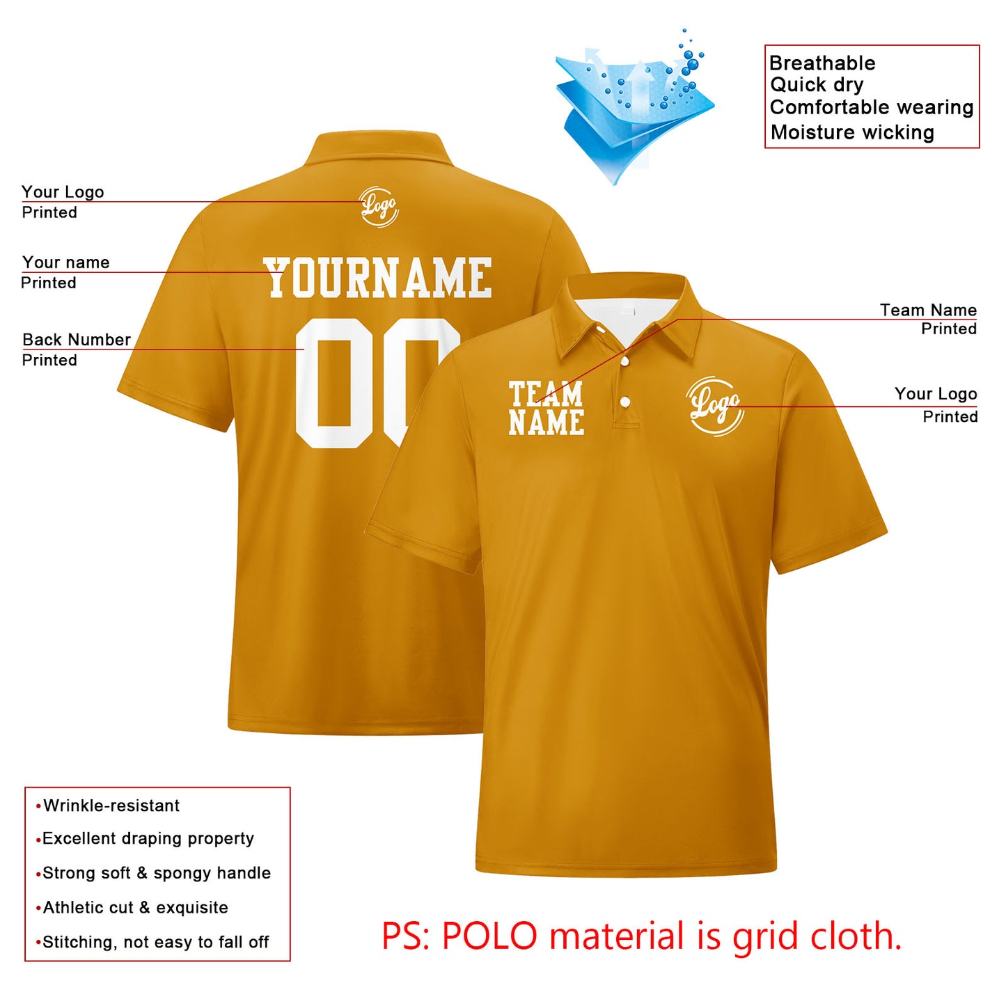 Custom Brown White Football Polo Shirts  Add Your Unique Logo/Name/Number