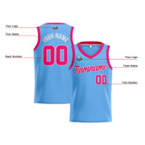 Custom Light Blue Hot Pink Basketball Jersey for Men Women Adult Youth Stitched Name Number Logo