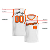 Custom White Orange Basketball Jersey for Men Women Adult Youth Stitched Name Number Logo