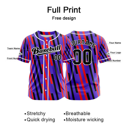 Custom Purple Button Down Baseball Jersey for Men Women Adult Youth Print Name Number Logo
