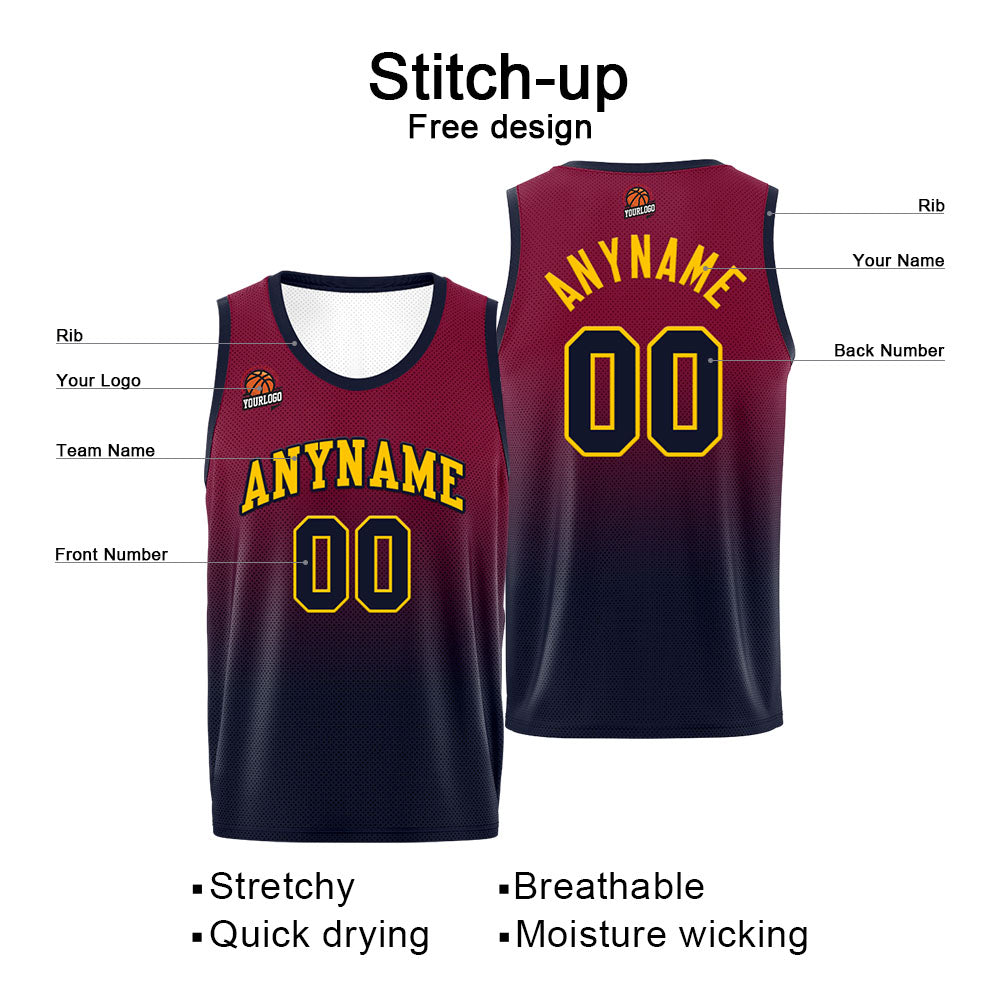 Custom Basketball Jersey Personalized Stitched Team Name Number Logo Burgundy&Black