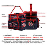 Custom Blue Red All-Over Print Double Layer Insulated Cooler Bag - Waterproof 600D Oxford Picnic Tote for Team Events & Outdoor BBQ