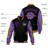 Custom Black Purple Varsity Jackets for Men Women Youth Personalized Letterman Jackets