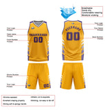 Custom Yellow Purple Basketball Jersey Uniform Suit Printed Your Logo Name Number