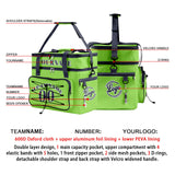 Custom Green Blue All-Over Print Double Layer Insulated Cooler Bag - Waterproof 600D Oxford Picnic Tote for Team Events & Outdoor BBQ