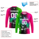 Custom Basketball Soccer Football Shooting Long T-Shirt for Adults and Kids Green&Pink