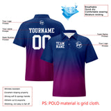 Custom Navy Purple Football Gradient Polo Shirts  Add Your Unique Logo/Name/Number