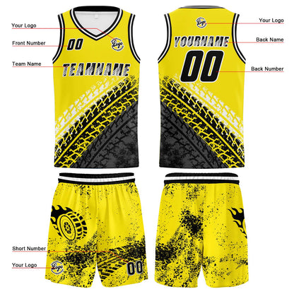Custom Yellow Basketball Jersey Uniform Suit Printed Your Logo Name Number