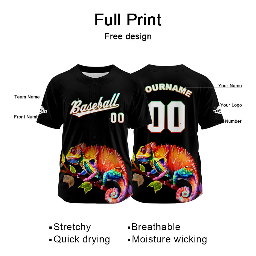 Custom Black Baseball Jersey Print Personalized Name, Number and Logo