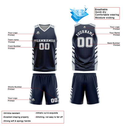 Custom Blue Grey Basketball Jersey Uniform Suit Printed Your Logo Name Number
