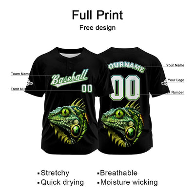 Custom Black Baseball Jersey Print Personalized Name, Number and Logo