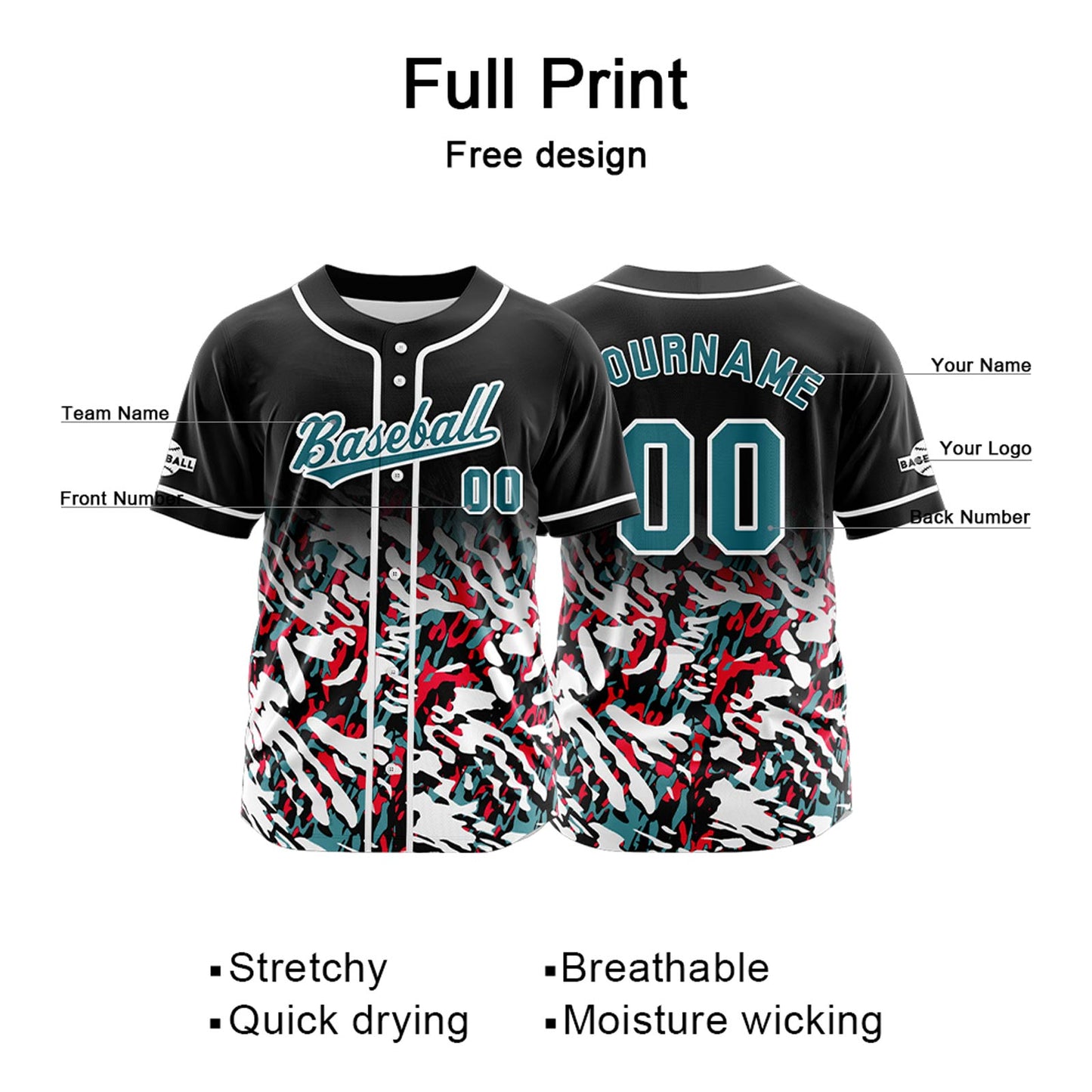 Custom Black White Button Down Baseball Jersey for Men Women Adult Youth Print Name Number Logo