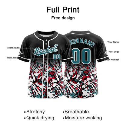 Custom Black White Button Down Baseball Jersey for Men Women Adult Youth Print Name Number Logo