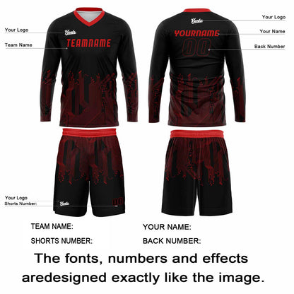 Custom Black Red Basketball Soccer Football Shooting Long T-Shirt for Adults and Kids