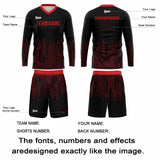 Custom Black Red Basketball Soccer Football Shooting Long T-Shirt for Adults and Kids