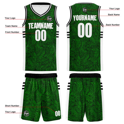 Custom Black Green Reversible Basketball Suit for Adults and Kids Personalized Jersey