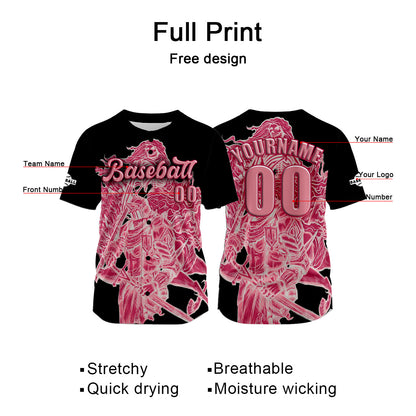 Custom Black Baseball Jersey Print Personalized Name, Number and Logo