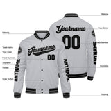 Custom Grey Black Varsity Jackets for Men Women Youth Personalized Letterman Jackets