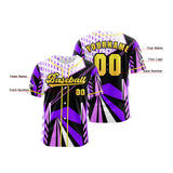 Custom Purple Button Down Baseball Jersey for Men Women Adult Youth Print Name Number Logo