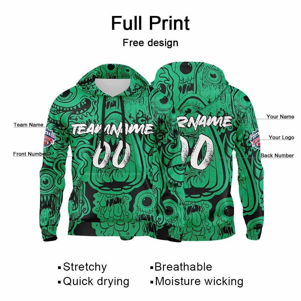 Custom Sweatshirt Hoodie For Man Woman Girl Boy Print Your Logo Name Number Green