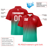 Custom Red Cyan Football Gradient Polo Shirts  Add Your Unique Logo/Name/Number