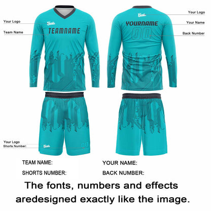 Custom Cyan Dark Gray Basketball Soccer Football Shooting Long T-Shirt for Adults and Kids