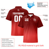 Custom Burgundy Red Football Gradient Polo Shirts  Add Your Unique Logo/Name/Number