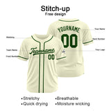 Custom Baseball Jersey Stitched Design Personalized Hip Hop Baseball Shirts Cream-Dark Green