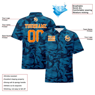 Custom Football Polo Shirts  Add Your Unique Logo/Name/Number Camouflage-Navy