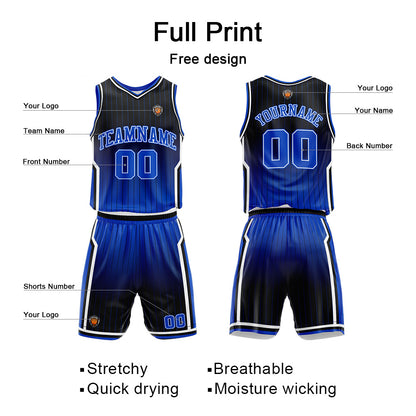 Custom Gradient Royal Reversible Basketball Suit for Adults and Kids Personalized Jersey
