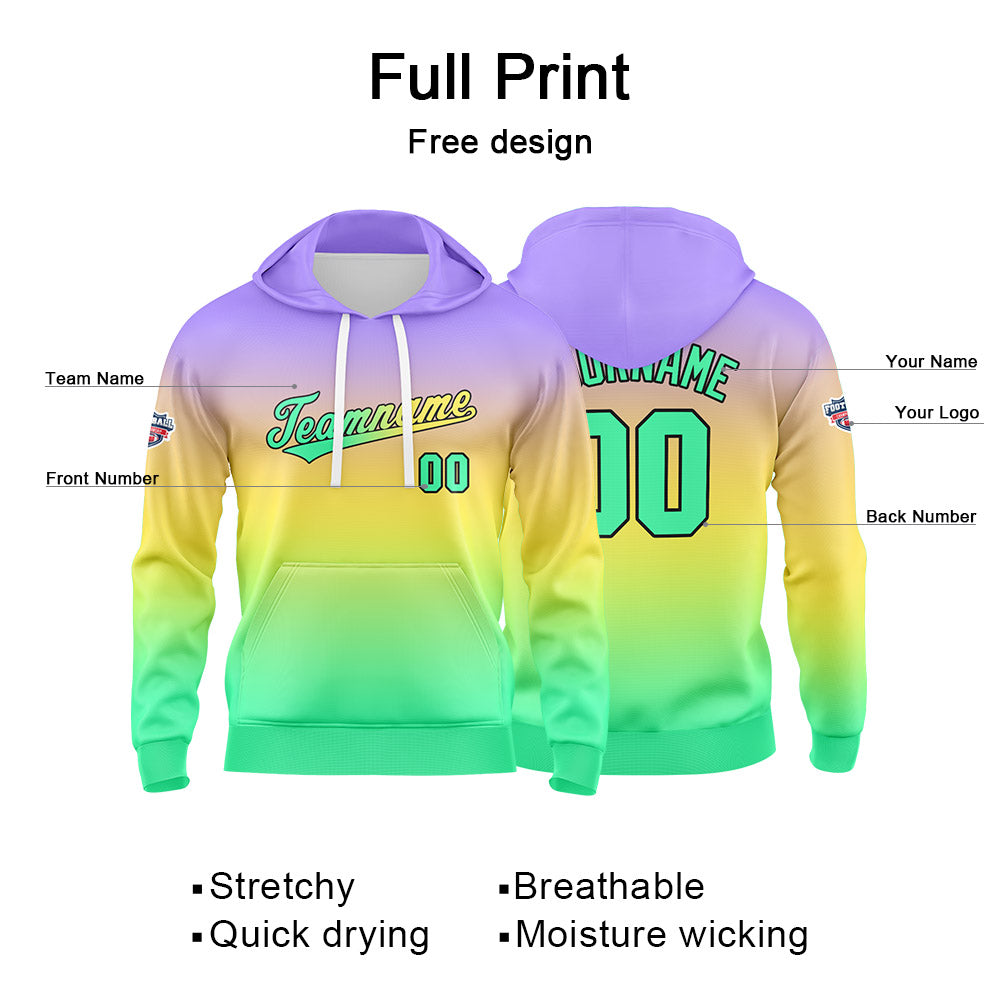 Custom Gradient Hoodie For Man Woman Girl Boy Print Your Logo Name Number Rötliches Gelbgrün