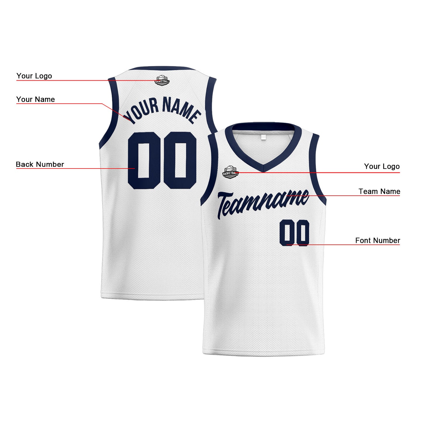 Custom White Navy Basketball Jersey for Men Women Adult Youth Stitched Name Number Logo