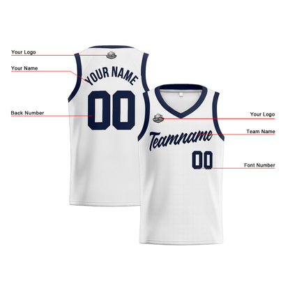 Custom White Navy Basketball Jersey for Men Women Adult Youth Stitched Name Number Logo