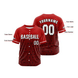 Custom Red Button Down Baseball Jersey for Men Women Adult Youth Print Name Number Logo