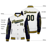 Custom Navy White Yellow Varsity Jackets for Men Women Youth Personalized Letterman Jackets