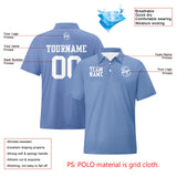 Custom Grey Blue White Football Polo Shirts  Add Your Unique Logo/Name/Number