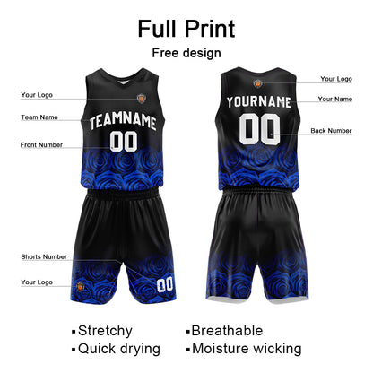 Custom Rose Royal Reversible Basketball Suit for Adults and Kids Personalized Jersey