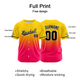 Custom Full Print Design  Baseball Jersey Yellow&Hot Pink
