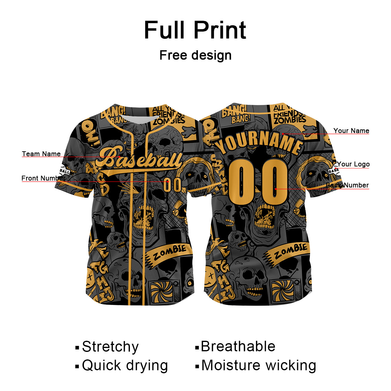 Custom Gray Baseball Jersey Print Personalized Name, Number and Logo