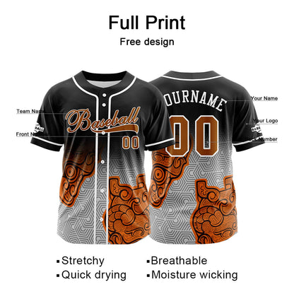 Custom Black Orange Button Down Baseball Jersey for Men Women Adult Youth Print Name Number Logo