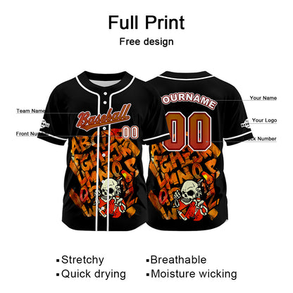 Custom Black Button Down Baseball Jersey for Men Women Adult Youth Print Name Number Logo